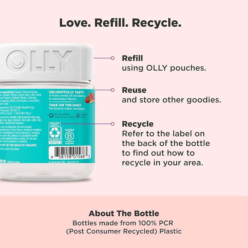 Olly Teen Girl Multi Gummy, Healthy Skin and Immune Support, 15 Essential Vitamins, Biotin, Zinc, Calcium, Chewable Multivitamin, Berry Melon, 35 Day Supply, 70 Count - Image 5