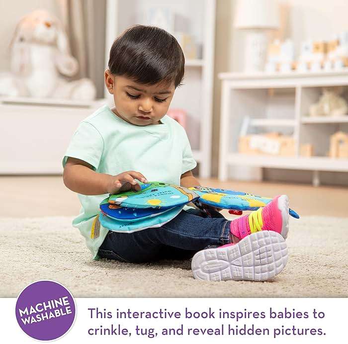 Melissa & Doug K's Kids Itsy-Bitsy Spider 8-Page Soft Activity Book for Babies and Toddlers - Cloth Baby Book And Sensory Toy With Textures To Grasp And Pages To Play Peekaboo, Ages 1 Month+ - Image 3