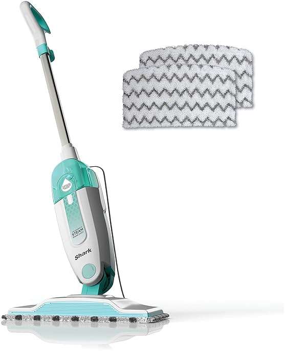 Shark Steam Mop with 2 Machine Washable Dirt Grip Pads, Removable Water Tank, Lightweight, Steam Cleaner for sealed Hard Floors, Marble, Stone, Hardwood, Tile, Laminate, White/Seafoam, S1000 - Image 1