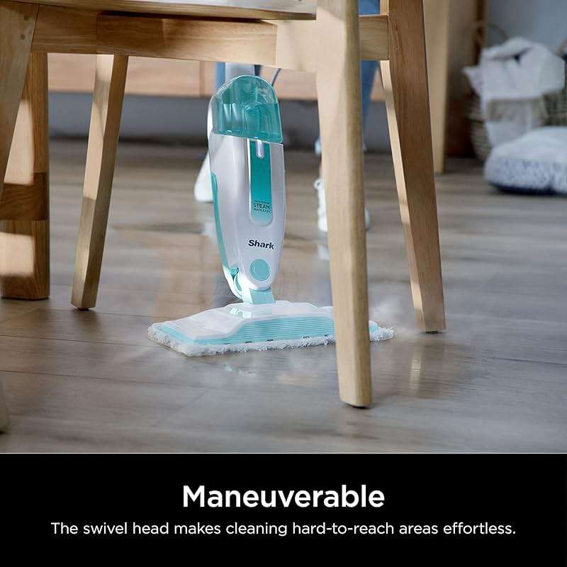 Shark Steam Mop with 2 Machine Washable Dirt Grip Pads, Removable Water Tank, Lightweight, Steam Cleaner for sealed Hard Floors, Marble, Stone, Hardwood, Tile, Laminate, White/Seafoam, S1000 - Image 7