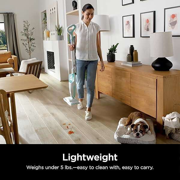 Shark Steam Mop with 2 Machine Washable Dirt Grip Pads, Removable Water Tank, Lightweight, Steam Cleaner for sealed Hard Floors, Marble, Stone, Hardwood, Tile, Laminate, White/Seafoam, S1000 - Image 8