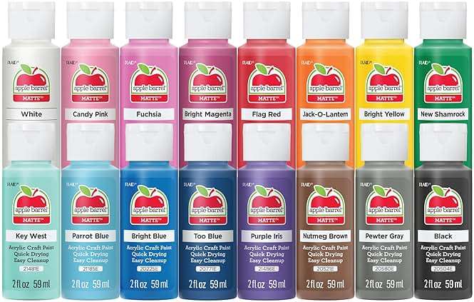 Apple Barrel, Vibrant Spectrum Collection Acrylic Craft Paint, Promoabiii, each, 16 assorted matte colors, 2 Fl Oz, 16 Count - Image 1
