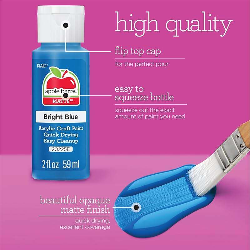 Apple Barrel, Vibrant Spectrum Collection Acrylic Craft Paint, Promoabiii, each, 16 assorted matte colors, 2 Fl Oz, 16 Count - Image 4