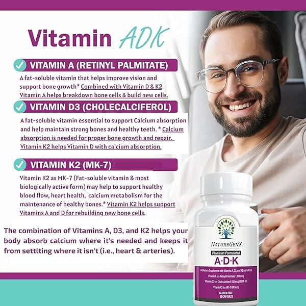 NatureGenX ADK Vitamin Supplement – Vitamins A, D3 & K2 MK-7 for Bone Health & Calcium Absorption – Gluten-Free, Non-GMO, Soy-Free – 60 Capsules (2-Month Supply) - Image 4