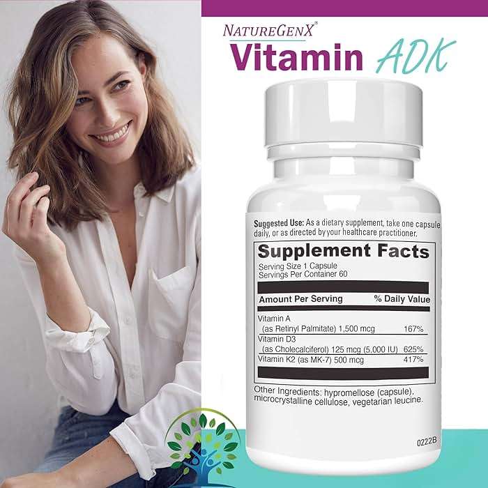 NatureGenX ADK Vitamin Supplement – Vitamins A, D3 & K2 MK-7 for Bone Health & Calcium Absorption – Gluten-Free, Non-GMO, Soy-Free – 60 Capsules (2-Month Supply) - Image 8