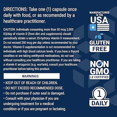 Life Extension Vitamins D and K with Sea-Iodine, Vitamin D3, Vitamin K1 and K2, Iodine, Supports Immune, Bone, arterial and Thyroid Health, Non-GMO, Gluten-Free, 60 Capsules - Image 7