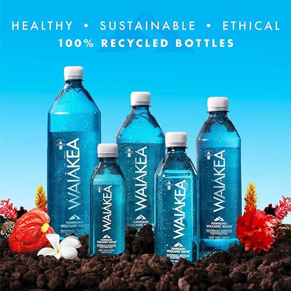 Waiakea Hawaiian Volcanic Water, Naturally Alkaline, 100% Recycled Bottle, 1L (Pack of 12), 33.8 Fl Oz (Pack of 12) - Image 4