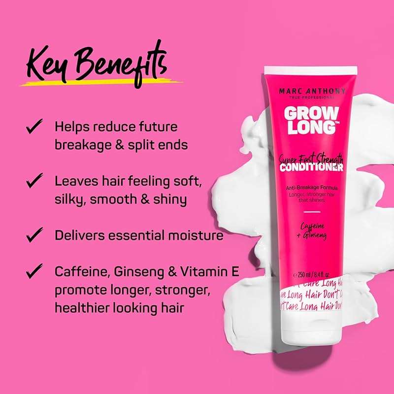 Marc Anthony Strengthening Conditioner, Grow Long - Anti-Frizz, Anti-Breakage & Nourishing Formula For Split Ends, & Hair Growth - Biotin, Vitamin E, Caffeine & Ginseng for Dry & Damaged Hair - Image 3