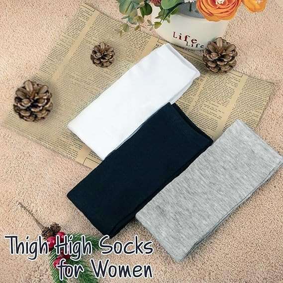 Chalier Womens Thigh High Socks Causal Stockings for Women Soft Thigh Socks - Image 2