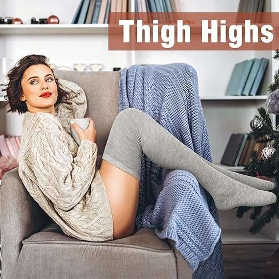 Chalier Womens Thigh High Socks Causal Stockings for Women Soft Thigh Socks - Image 5