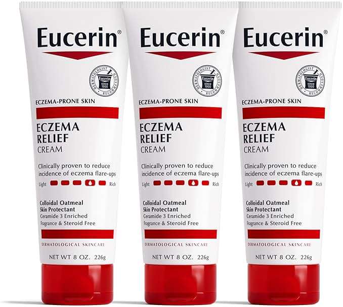 Eucerin Eczema Relief Body Cream, Colloidal Oatmeal Enriched, Steroid Free Eczema Cream, 8 OZ Tube, Pack of 3 - Image 1