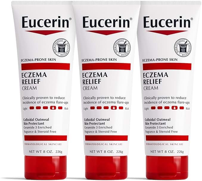 Eucerin Eczema Relief Body Cream, Colloidal Oatmeal Enriched, Steroid Free Eczema Cream, 8 OZ Tube, Pack of 3 - Product Image