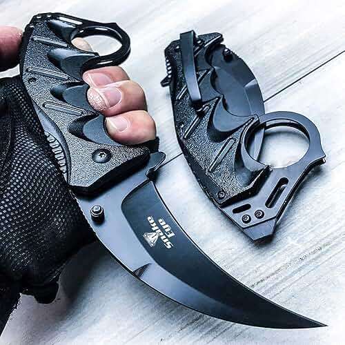 Snake Eye Tactical Everyday Carry Assist Style Folding Pocket Knife EDC (Black) - Image 2