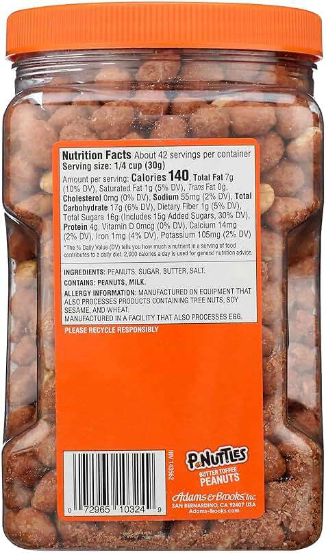 P-Nuttles Butter Toffee Covered Peanuts,Sweet Salty Snack, Toffee Peanuts,Toffee Nuts, 44 Ounce Jar Made in the USA, Kosher, Peanuts Sweet, Party Snack, Crunchy Nut Snack, Sweet Snack - Image 2