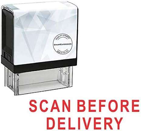 StampExpression - SCAN Before DELIVERY Office Self Inking Rubber Stamp - Red Ink (A-5400) - Image 1