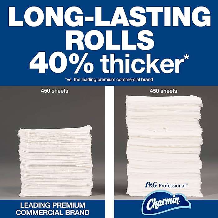 Charmin Commercial Bathroom Tissue, Septic Safe, Individually Wrapped, 2-Ply, White, 450 Sheets/roll, 75 Rolls/carton - Image 2