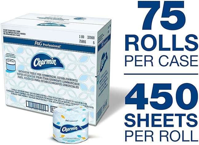 Charmin Commercial Bathroom Tissue, Septic Safe, Individually Wrapped, 2-Ply, White, 450 Sheets/roll, 75 Rolls/carton - Image 5