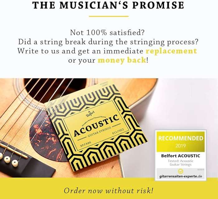 BELFORT® quality acoustic guitar strings - 6 string set - Premium coating with Phosphor Bronze (guitar strings acoustic 6 string set) BONUS: 4 Picks + 1 High E String - cuerdas para guitarra acustica - Image 2