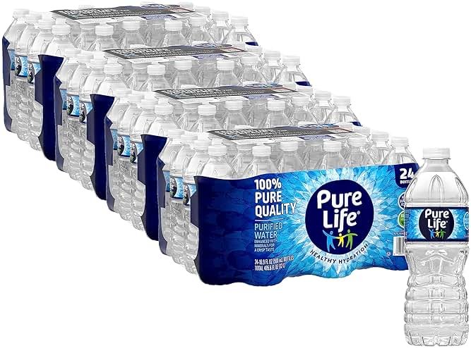 Pure Life Purified Water, 16.9 oz. Bottles, 4 Cases (24 Bottles)… - Product Image