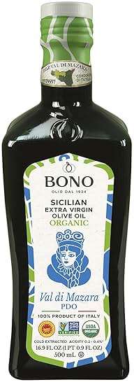 Bono Organic Sicilian Extra Virgin Olive Oil Val di Mazara PDO, 16.9 Fl Oz – USDA Organic, Non-GMO, Cold Extracted, Certified Gluten Free, Clean Label Project Purity Award Winner - Image 1