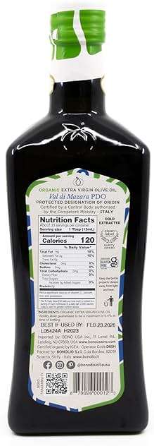 Bono Organic Sicilian Extra Virgin Olive Oil Val di Mazara PDO, 16.9 Fl Oz – USDA Organic, Non-GMO, Cold Extracted, Certified Gluten Free, Clean Label Project Purity Award Winner - Image 2