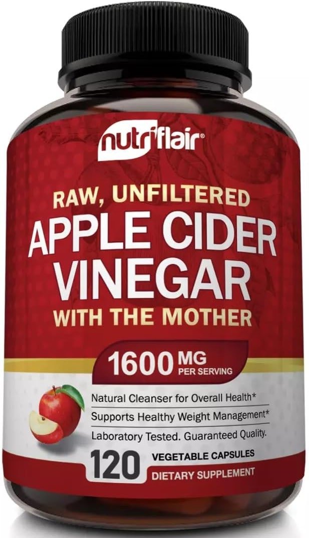 Apple Cider Vinegar Capsules with The Mother - 120 Vegan ACV Pills - Best Supplement for Healthy Weight Loss, Diet, Keto, Digestion, Detox, Immune - Powerful Cleanser & Appetite Suppressant Non-GMO - Product Image