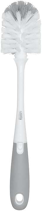OXO Tot Baby Bottle Brush with Nipple Cleaner, Gray, Soft Bristle Touch, Ideal for Glass Baby Bottle - Image 1