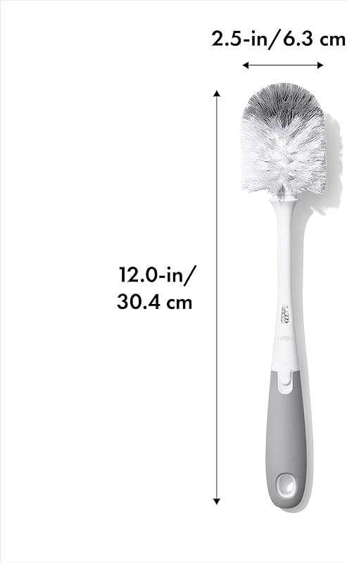 OXO Tot Baby Bottle Brush with Nipple Cleaner, Gray, Soft Bristle Touch, Ideal for Glass Baby Bottle - Image 2