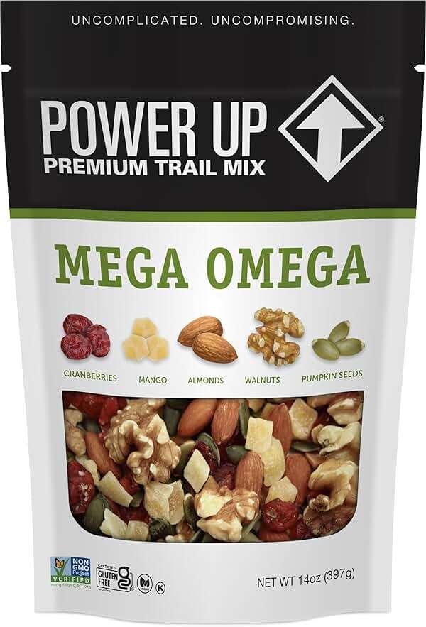 Power Up Trail Mix, Mega Omega Trail Mix, Non-GMO, Vegan, Gluten Free, No Artificial Ingredients, Gourmet Nut, 14 Ounce Bag - Image 1