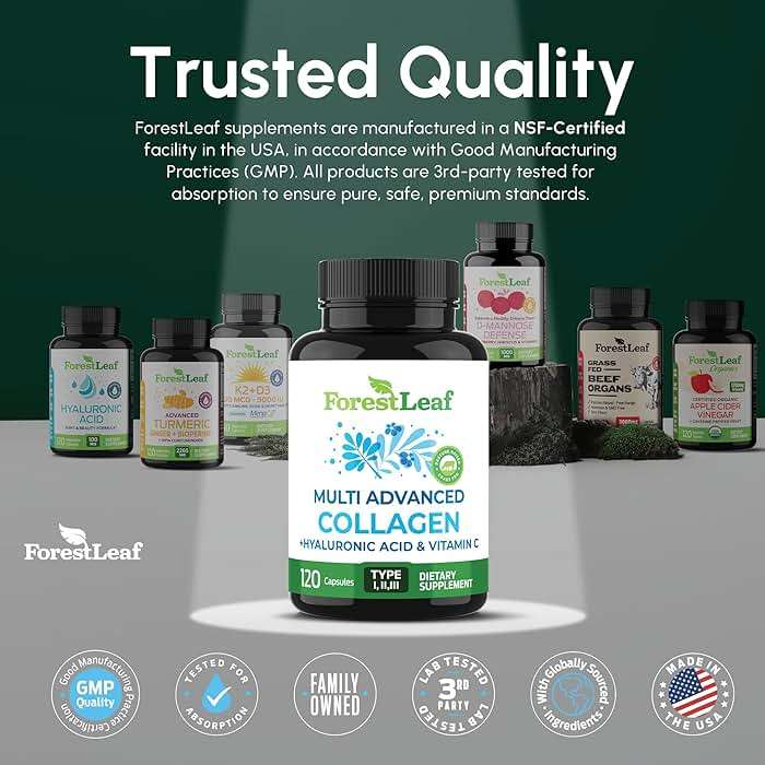 ForestLeaf Multi Collagen Pills with Hyaluronic Acid + Vitamin C | Hydrolyzed Collagen Supplements for Women or Men | Multi Collagen Capsules Peptides for Skin, Wrinkles, 120 Caps - Image 8