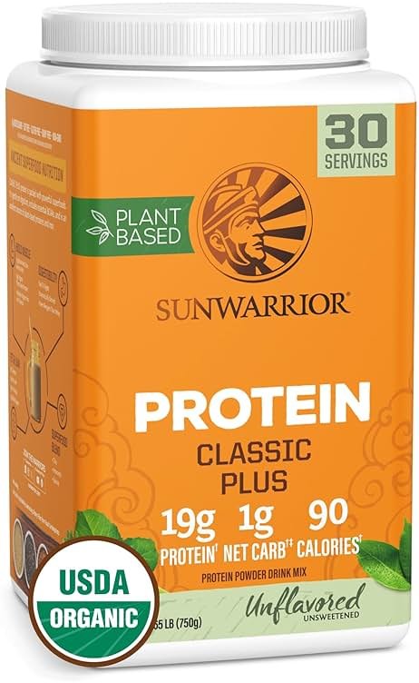 Vegan Organic Protein Powder Plant-based | 5 Superfood Quinoa Chia Seed Soy Free Dairy Free Gluten Free Synthetic Free NON-GMO | Unflavored 30 Servings | Classic Plus by Sunwarrior - Product Image
