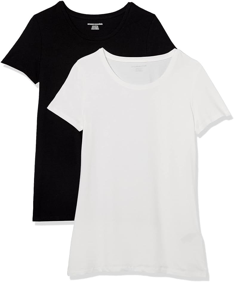Amazon Essentials Women's Regular-Fit Short-Sleeve T-Shirt (Crewneck and V-Neck Options), Multipacks - Product Image