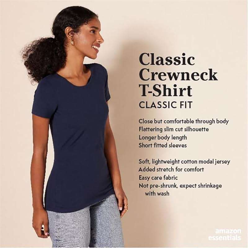 Amazon Essentials Women's Regular-Fit Short-Sleeve T-Shirt (Crewneck and V-Neck Options), Multipacks - Image 2