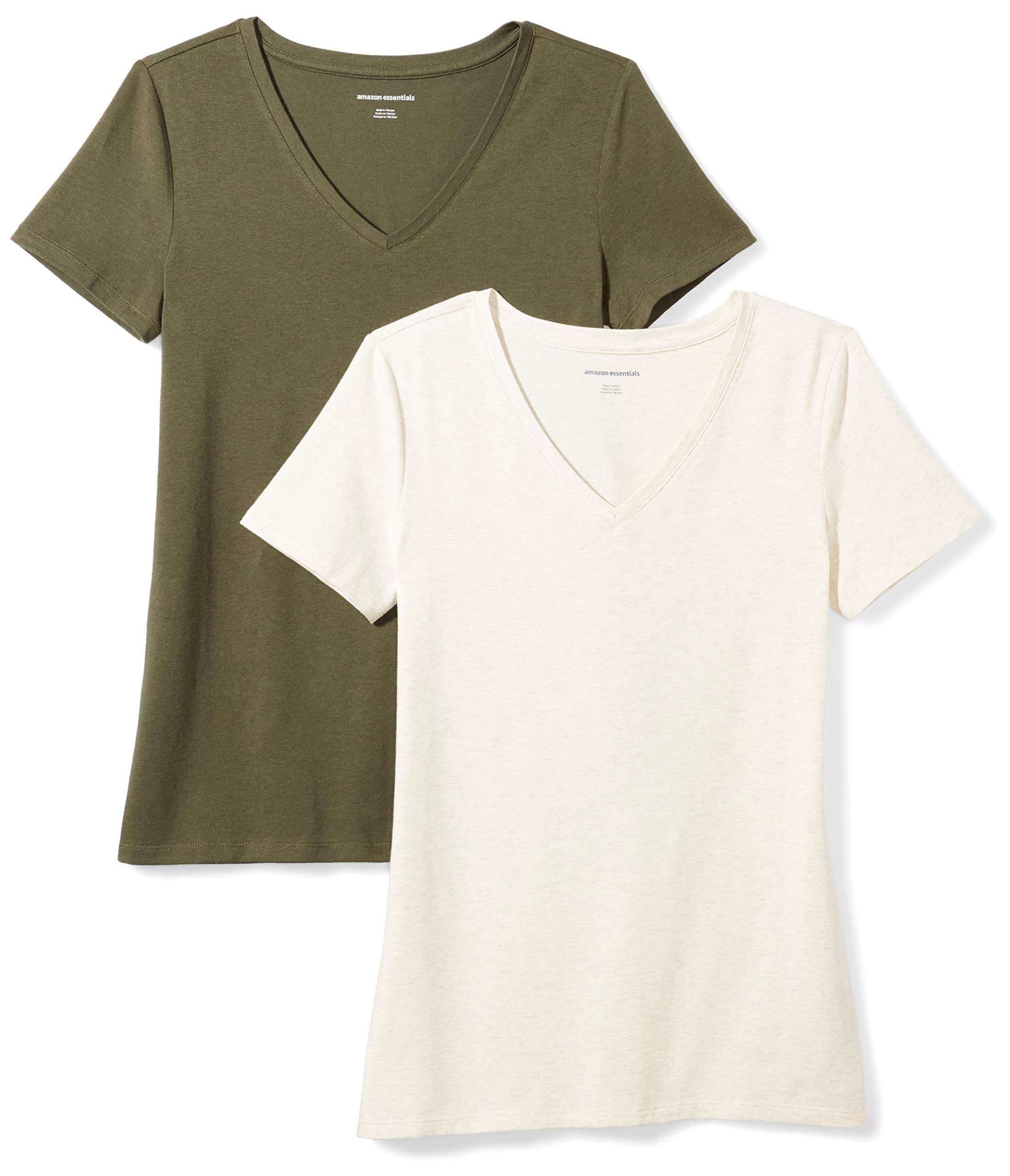 Amazon Essentials Women's Regular-Fit Short-Sleeve V-Neck T-Shirt, Multipacks - Image 1