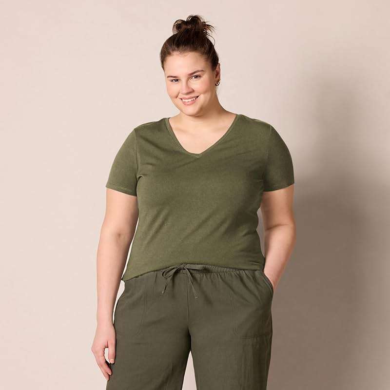 Amazon Essentials Women's Regular-Fit Short-Sleeve V-Neck T-Shirt, Multipacks - Image 6