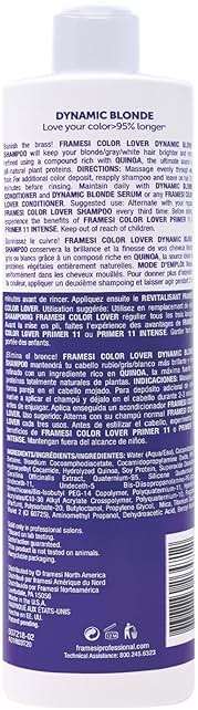 Framesi Color Lover Dynamic Blonde Purple Shampoo, Sulfate Free Shampoo, Color Treated Hair - Image 2
