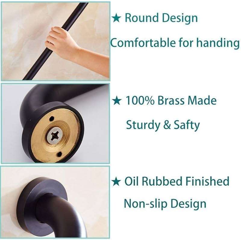 ELLO&ALLO Oil Rubbed Bronze Bathroom Shower Grab Bar, Home Care Bath Hardware (16 Inch) - Image 3