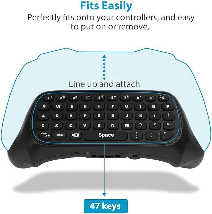 MoKo Green Backlight Keyboard for Xbox One Controller, Xbox Series X/S, Wireless Gaming Chatpad Keypad with USB Receiver&3.5mm Audio Jack, Xbox Accessories for Xbox One/One S/Elite/2 Controller, Black - Image 3