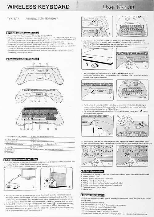 MoKo Green Backlight Keyboard for Xbox One Controller, Xbox Series X/S, Wireless Gaming Chatpad Keypad with USB Receiver&3.5mm Audio Jack, Xbox Accessories for Xbox One/One S/Elite/2 Controller, Black - Image 7