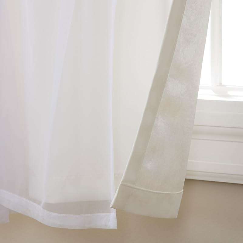 TOWN & COUNTRY LUXE Talia Double Layer Indoor Curtains, Sheer and Room Darkening Blackout, Grommet Top, Energy Efficient, 2-Pack Set, 52"x84", Winter White - Image 2