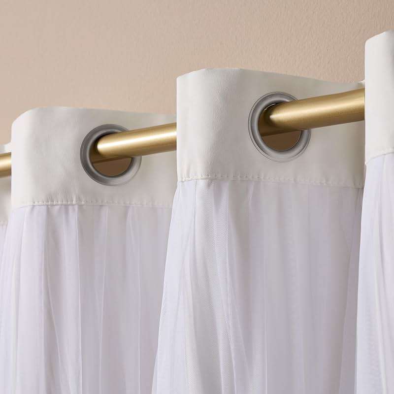 TOWN & COUNTRY LUXE Talia Double Layer Indoor Curtains, Sheer and Room Darkening Blackout, Grommet Top, Energy Efficient, 2-Pack Set, 52"x84", Winter White - Image 4