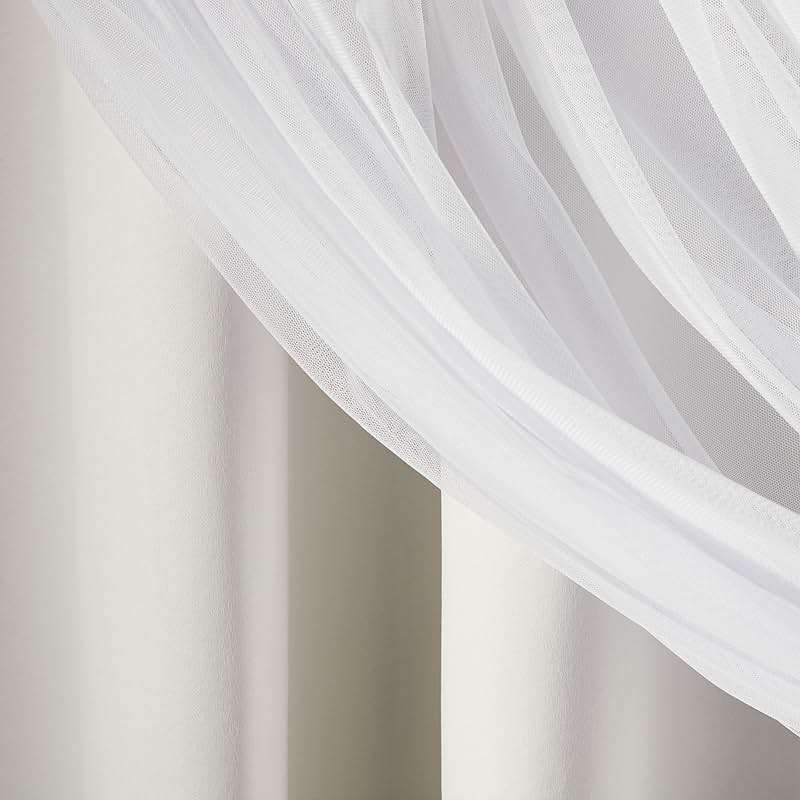 TOWN & COUNTRY LUXE Talia Double Layer Indoor Curtains, Sheer and Room Darkening Blackout, Grommet Top, Energy Efficient, 2-Pack Set, 52"x84", Winter White - Image 5