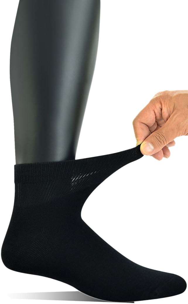 Yomandamor Men's 6 Pairs Combed Cotton Diabetic Ankle Socks with Seamless Toe and Non-Binding Top - Image 2