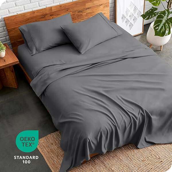 Bare Home Queen Sheet Set - 1800 Ultra-Soft Microfiber Queen Bed Sheets - Double Brushed - Deep Pockets - Easy Fit - 4 Piece Set - Bedding Sheets & Pillowcases (Queen, Grey) - Image 7
