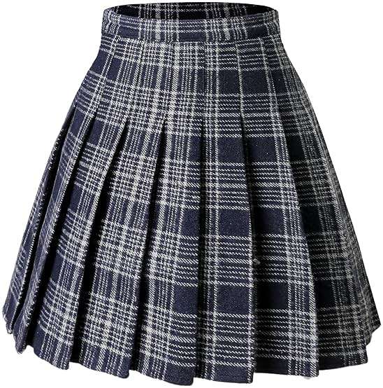 Hoerev Women Girls Thick Wool Fabric for Cold Weather Versatile Plaid Pleated Skirt with Shorts - Image 1