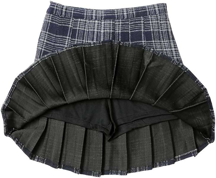 Hoerev Women Girls Thick Wool Fabric for Cold Weather Versatile Plaid Pleated Skirt with Shorts - Image 4