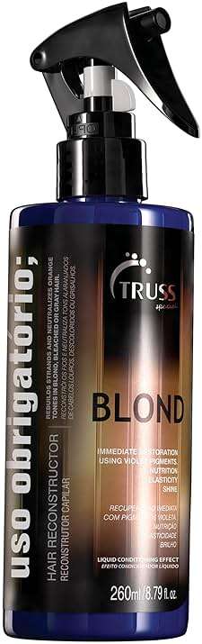TRUSS Purple Hair Spray & Blonde Toner - Hair Lightening Spray & Reconstructor with Customizable Toning - Deluxe Prime Champagne Blonde - For Brassy, Gray, Bleached, or Blonde Locks (8.79 Oz) - Image 1