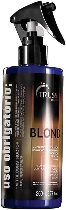 TRUSS Purple Hair Spray & Blonde Toner - Hair Lightening Spray & Reconstructor with Customizable Toning - Deluxe Prime Champagne Blonde - For Brassy, Gray, Bleached, or Blonde Locks (8.79 Oz) - Product Image