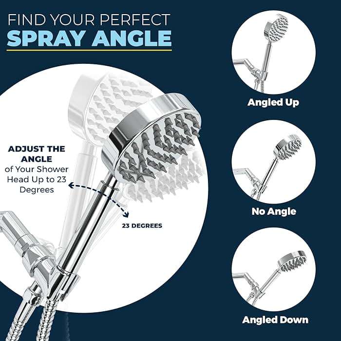 HammerHead Showers® Solid Metal Handheld Shower Head Holder - Chrome - Adjustable Shower Wand Holder with Wall Hook Bracket and Pivot Ball - Hand Held Shower Head Holder - Shower Hose Holder - Image 3