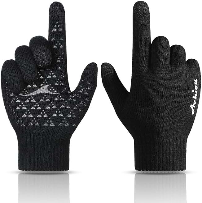 Achiou Winter Gloves, Glove for Men Women, Upgraded Touch Screen Texting Warm Running with Thermal Soft Knit Lining - Product Image